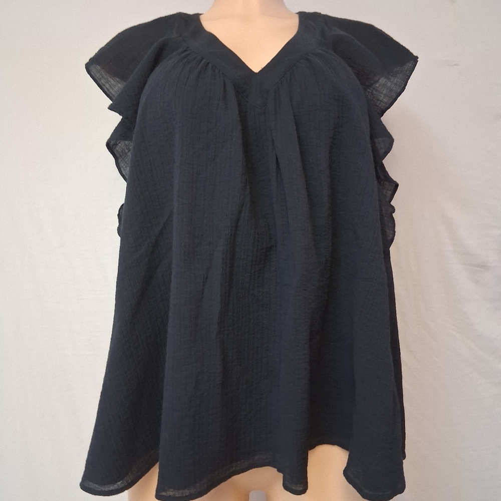 COS Black V-Neck Ruffle Blouse - Picture 7 of 17